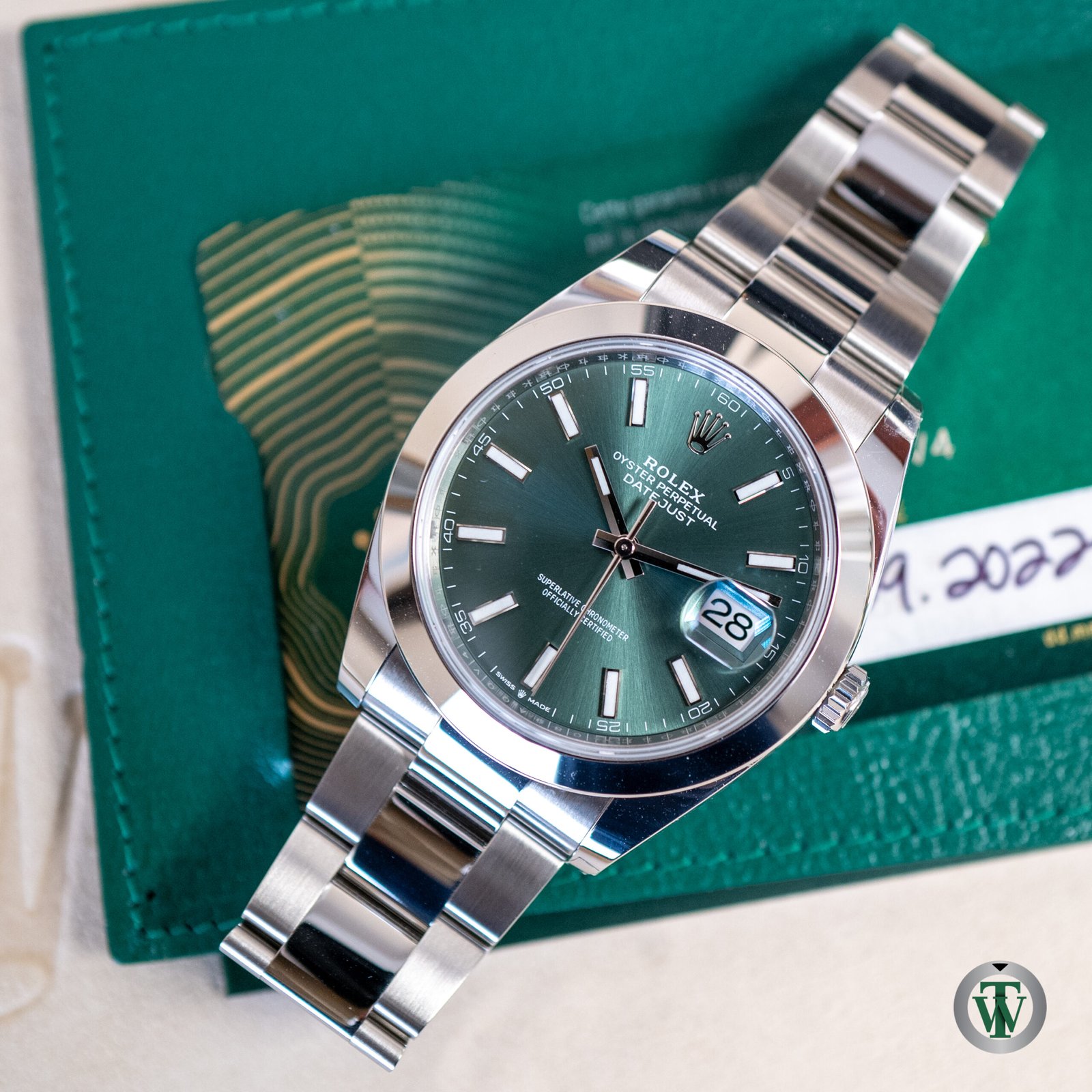 Rolex Datejust 41 Green Stick Dial 126300 2022 Never Worn
