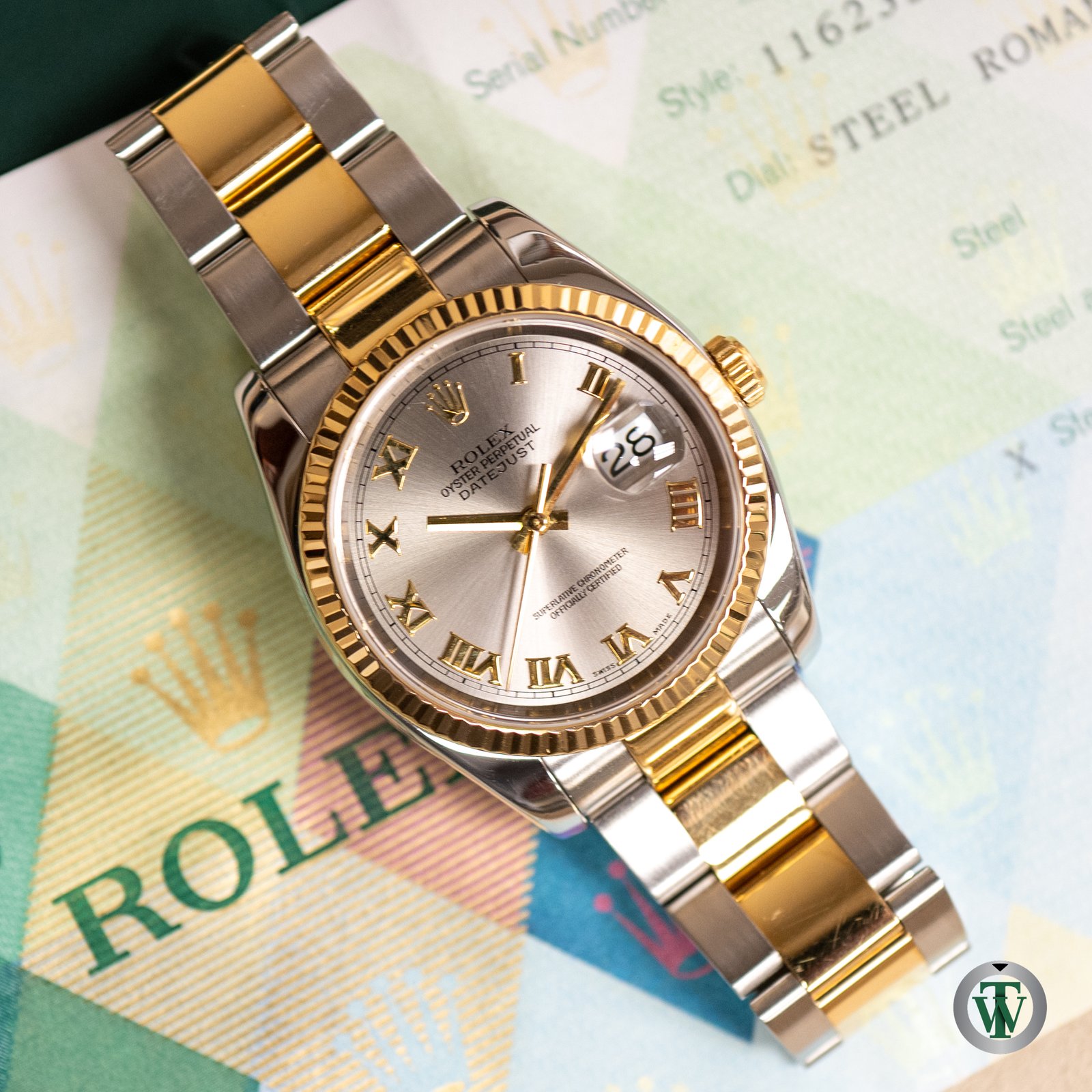 Rolex Datejust 36 Silver Roman Dial 116233 2005
