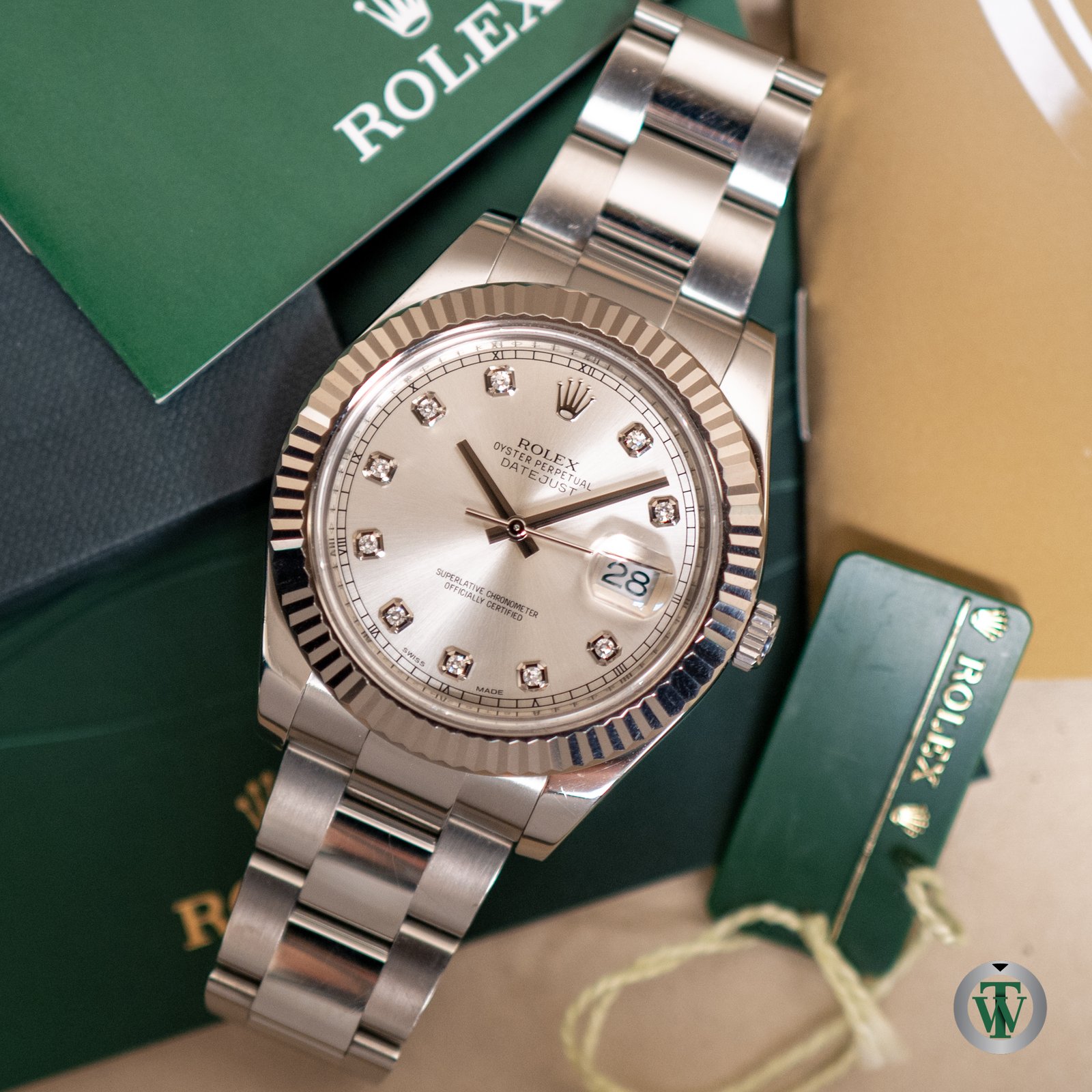 Rolex Datejust II 116334 41mm Silver Diamond 2013