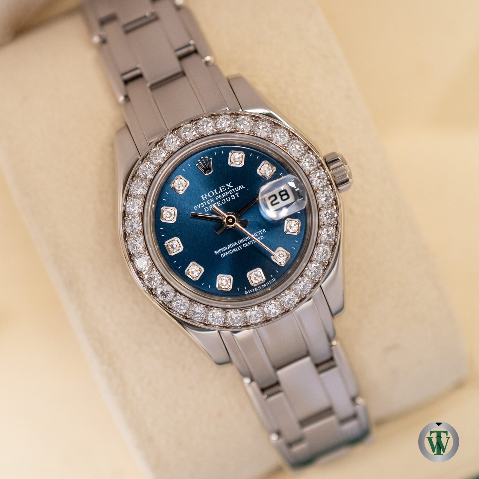 Rolex Lady-Datejust Pearlmaster 80299 29mm Blue Diamond Dial 2001