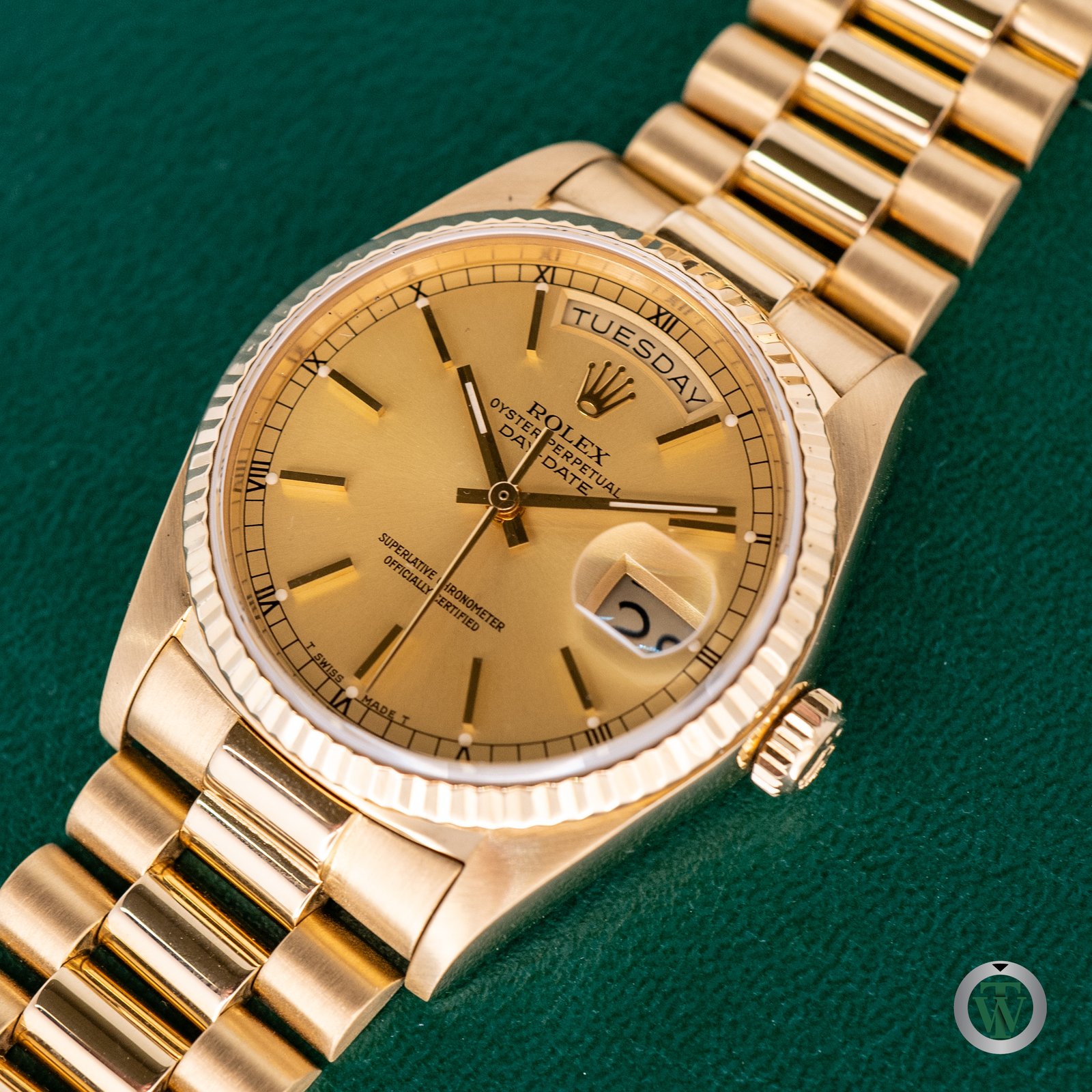 Rolex Day Date 36 Yellow Gold Champagne Dial 18038 1985