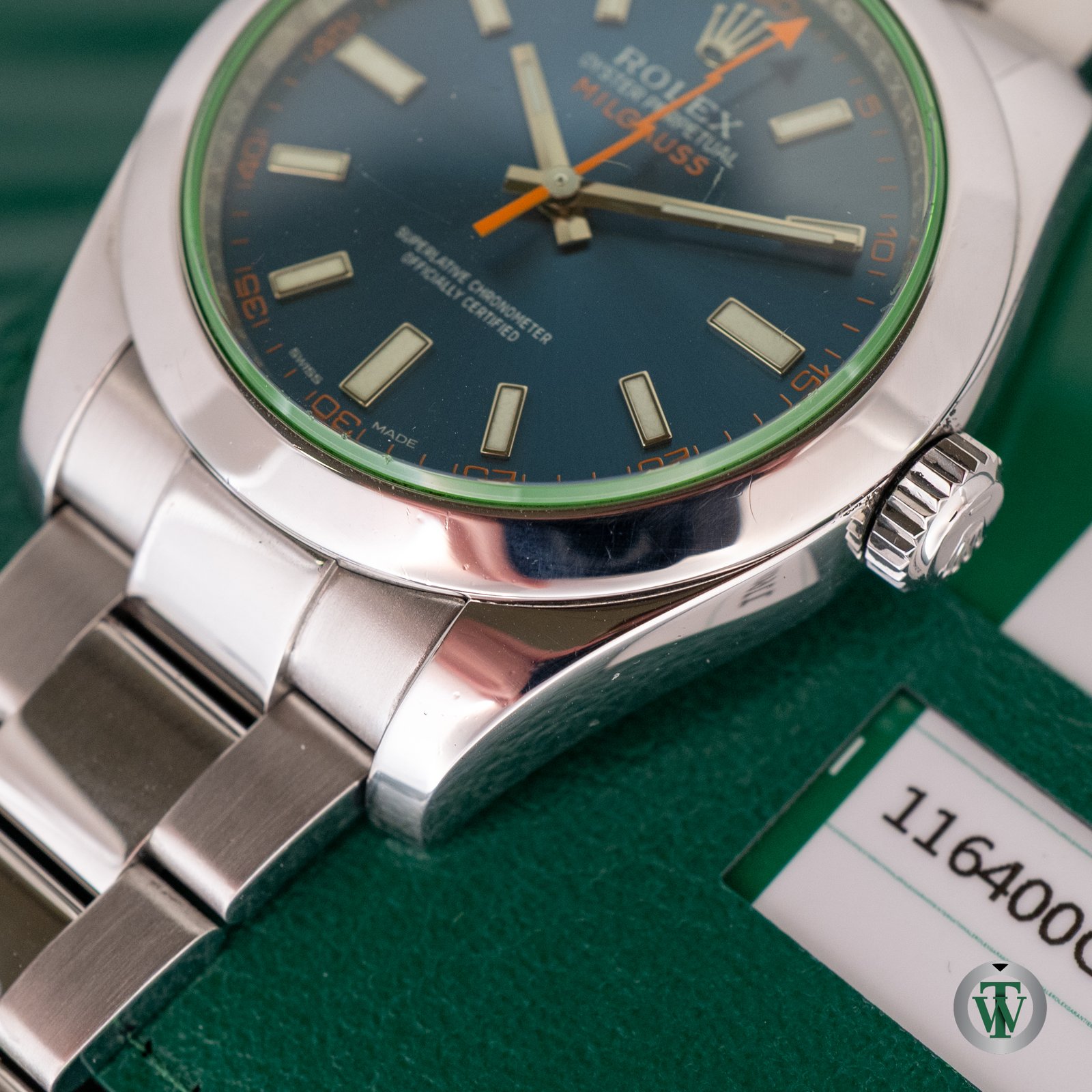 Rolex Milgauss 116400 GV Blue Dial Green Crystal 2014 - Image 2